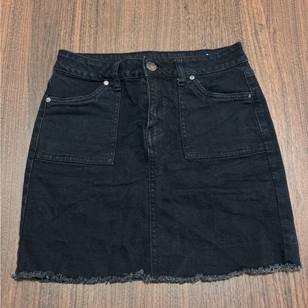 VIP Womens Skirt Black Denim Casual Straight Mini Size M